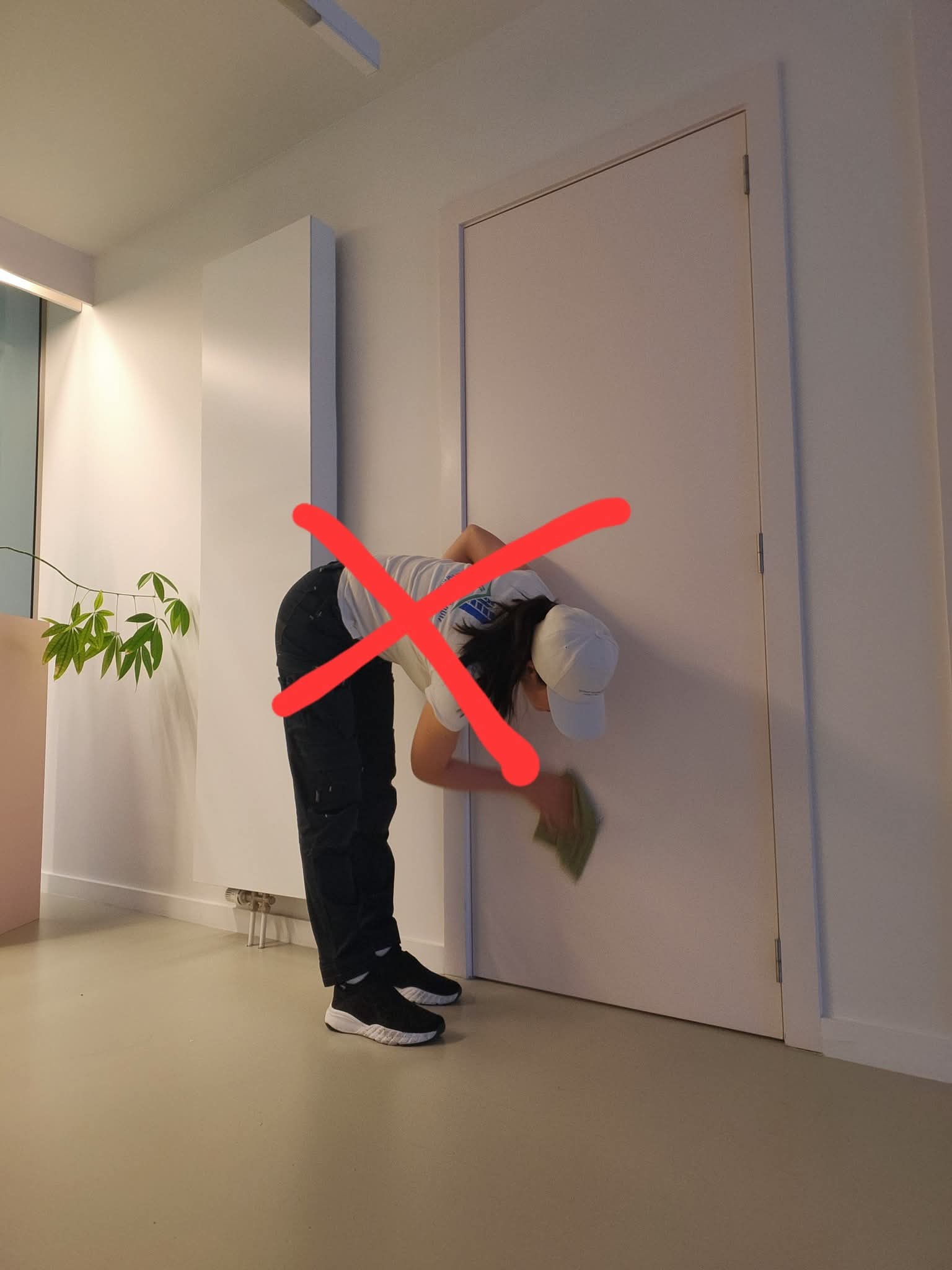 Wrong posture while cleaning